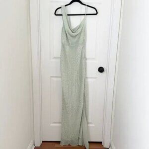 Women Nasty Gal Asymmetric Split Maxi Dress in Sage Green Size US 2